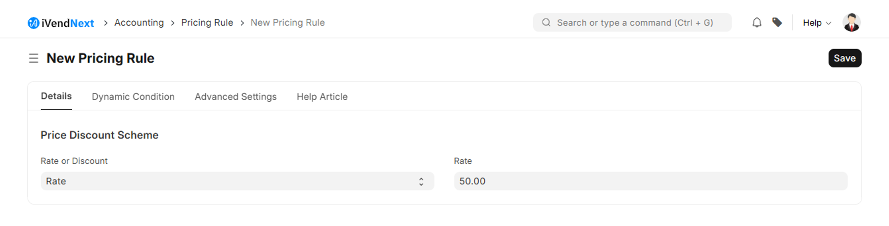 Pricing Rule - Rate